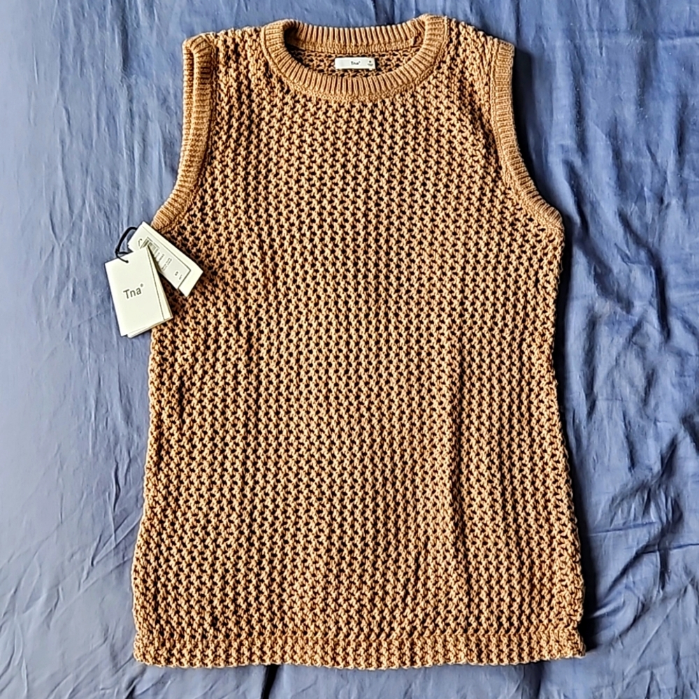 Aritzia TNA Dundas Sweater Vest Warm Taupe M